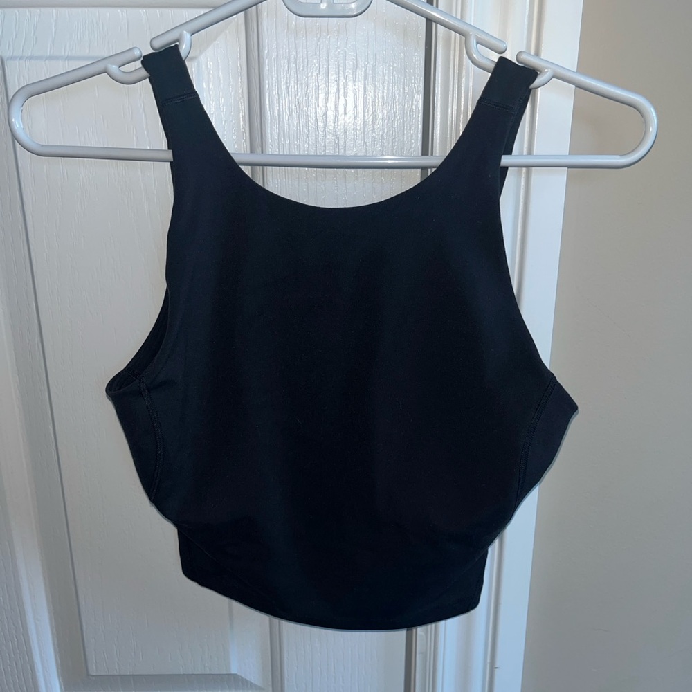 Lululemon crop tank with built in bra. Size 6. Black